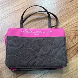 Pink and Brown Quilted Tote Bag